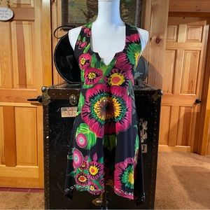 Desigual Tunic Tank Asymmetrical Hem Artsy Print Size Large